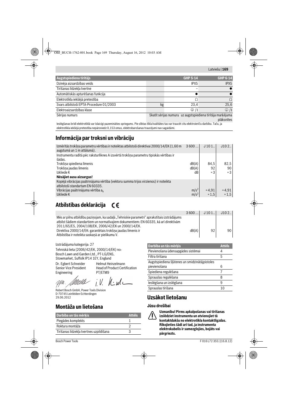 Montāža un lietošana uzsākot lietošanu | Bosch GHP 5-14 User Manual | Page 169 / 198