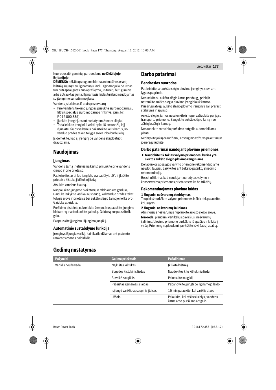 Naudojimas, Darbo patarimai, Gedimų nustatymas | Bosch GHP 5-14 User Manual | Page 177 / 198