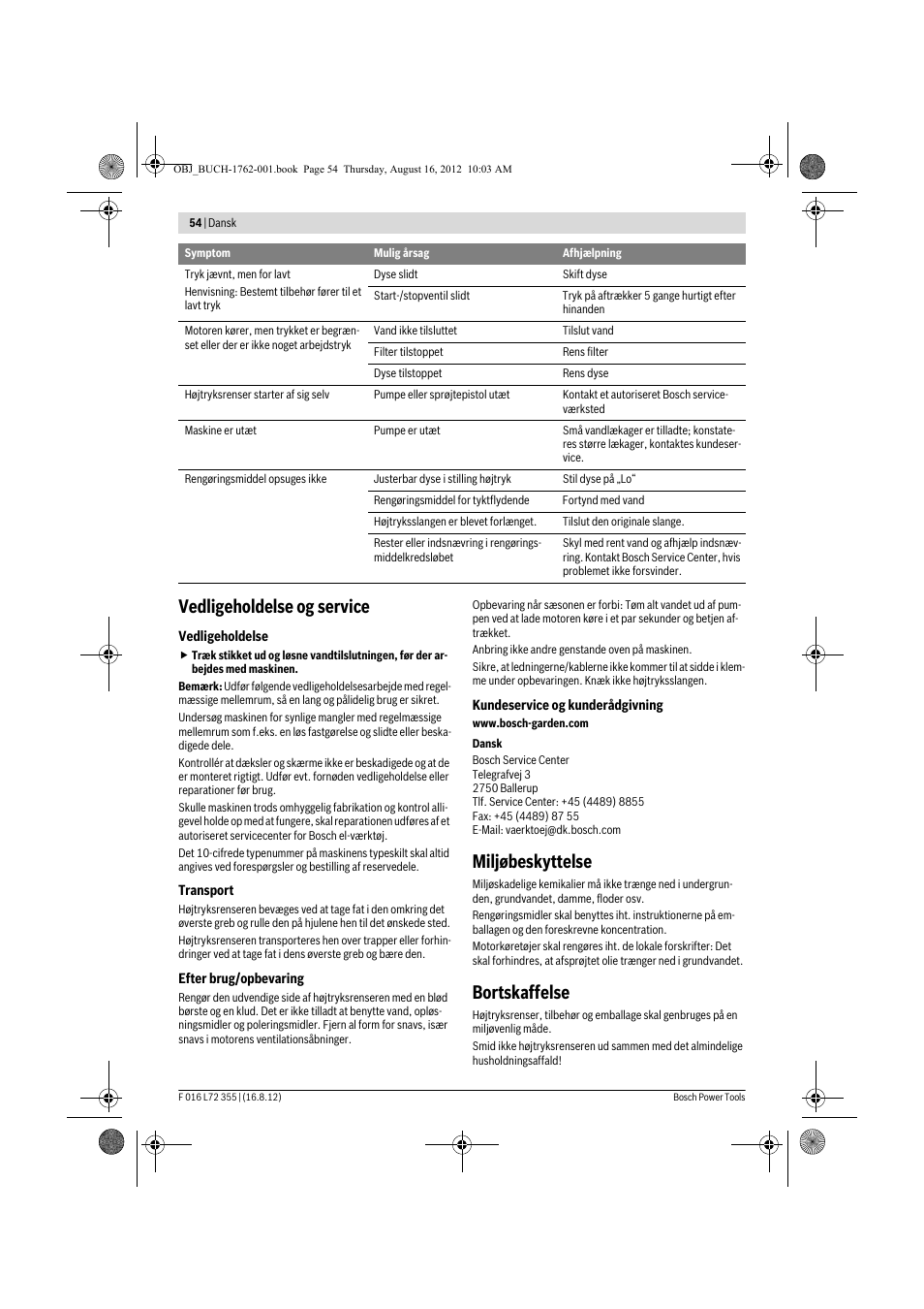 Vedligeholdelse og service, Miljøbeskyttelse, Bortskaffelse | Bosch GHP 5-14 User Manual | Page 54 / 198