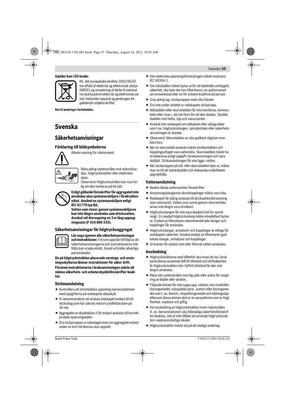 Svenska, Säkerhetsanvisningar | Bosch GHP 5-14 User Manual | Page 55 / 198