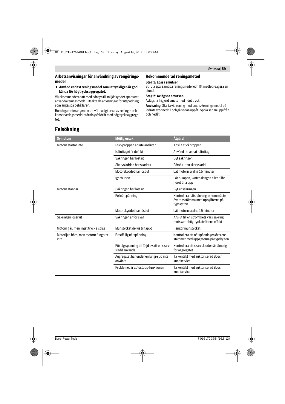 Felsökning | Bosch GHP 5-14 User Manual | Page 59 / 198