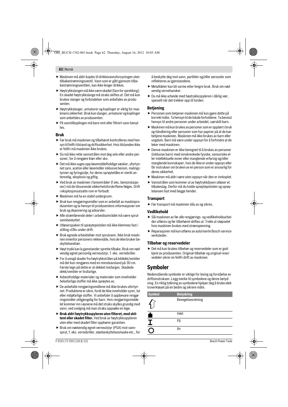 Symboler | Bosch GHP 5-14 User Manual | Page 62 / 198