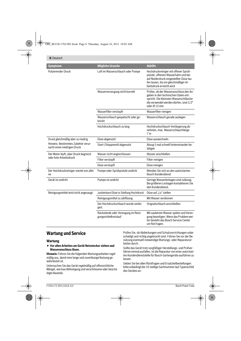 Wartung und service | Bosch GHP 5-14 User Manual | Page 8 / 198
