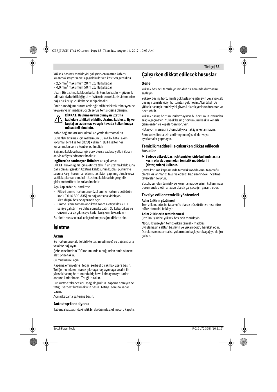 Işletme, Çal ş rken dikkat edilecek hususlar | Bosch GHP 5-14 User Manual | Page 83 / 198