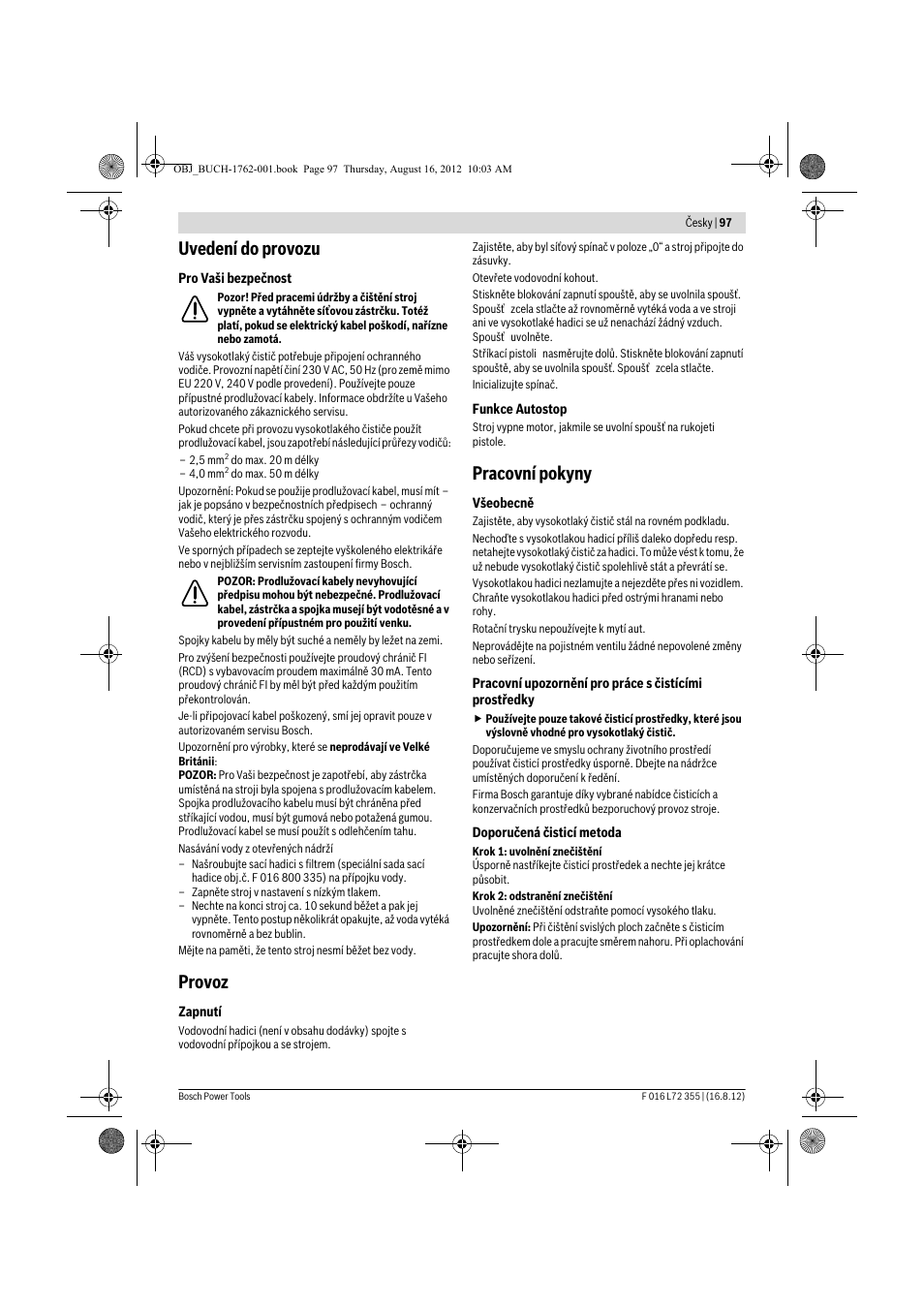 Uvedení do provozu, Provoz, Pracovní pokyny | Bosch GHP 5-14 User Manual | Page 97 / 198