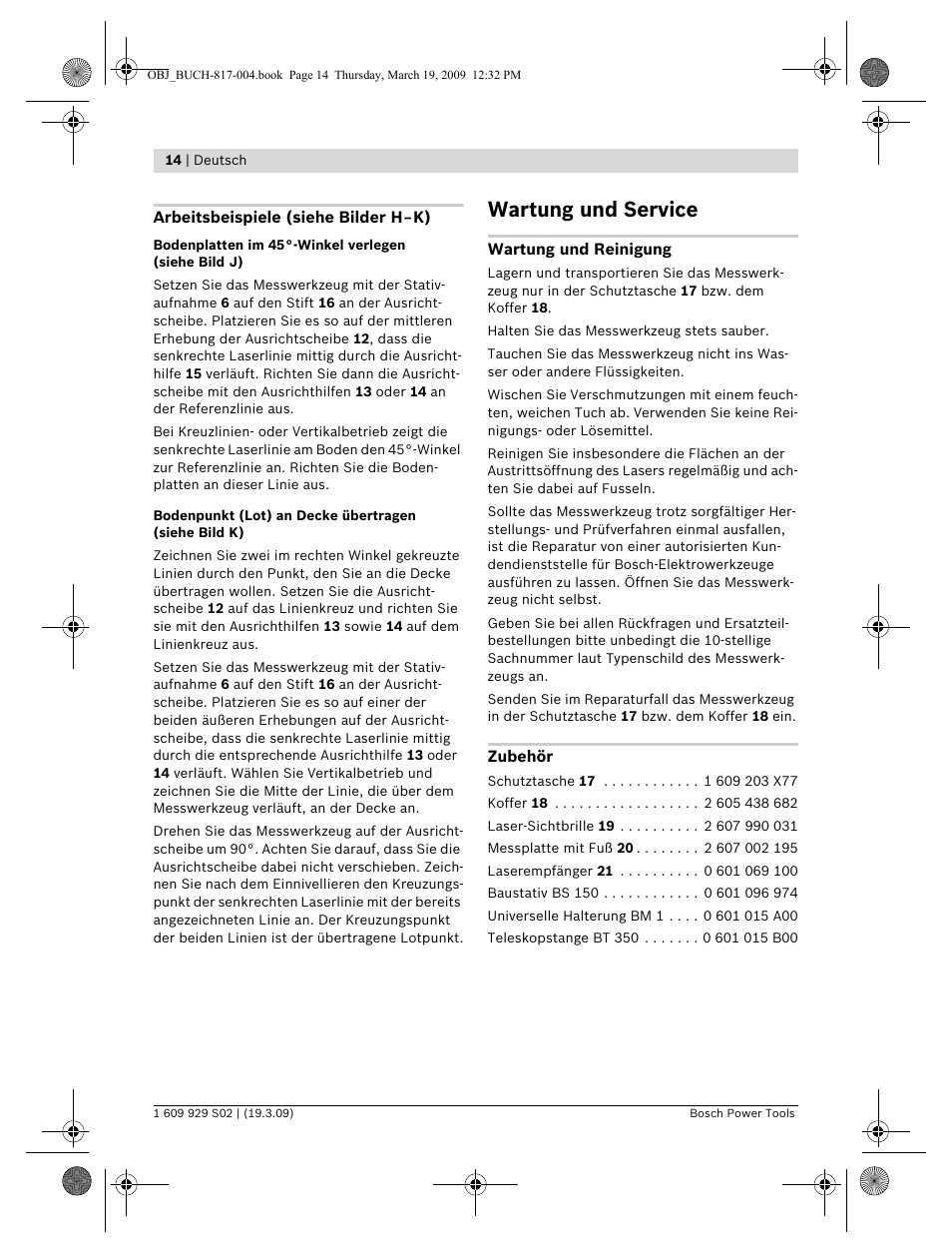 Wartung und service | Bosch GLL 2-50 Professional User Manual | Page 14 / 333