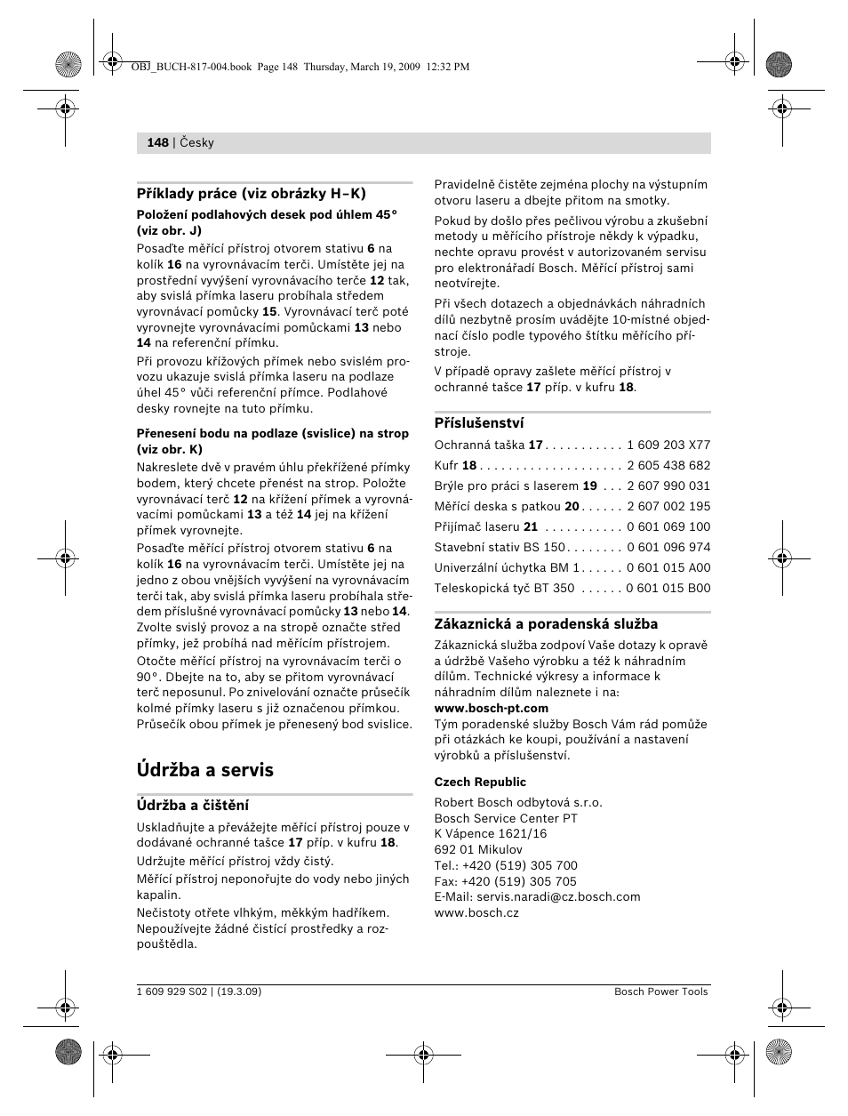 Údržba a servis | Bosch GLL 2-50 Professional User Manual | Page 148 / 333