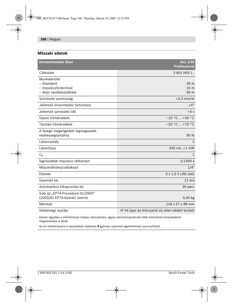 Bosch GLL 2-50 Professional User Manual | Page 160 / 333