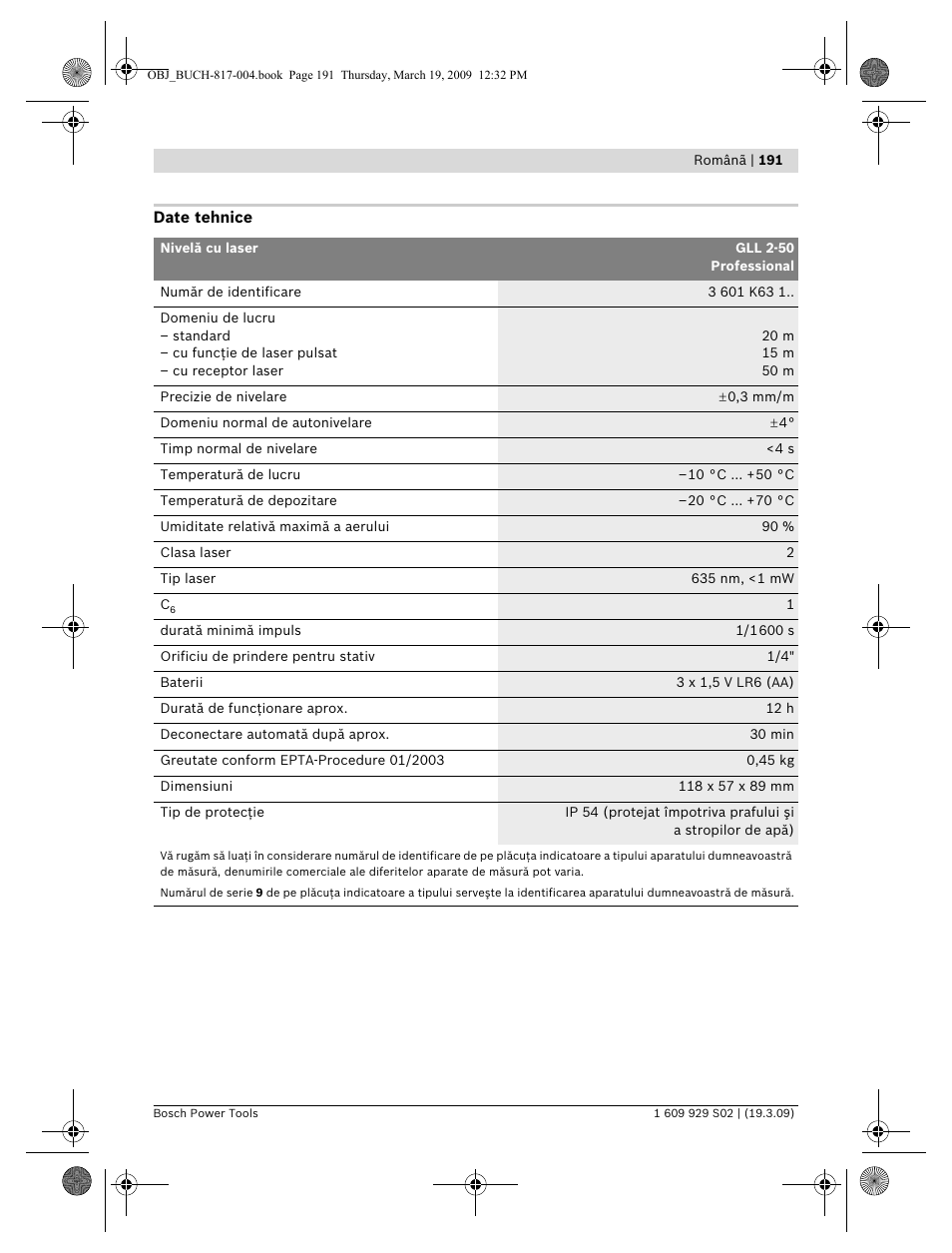 Bosch GLL 2-50 Professional User Manual | Page 191 / 333
