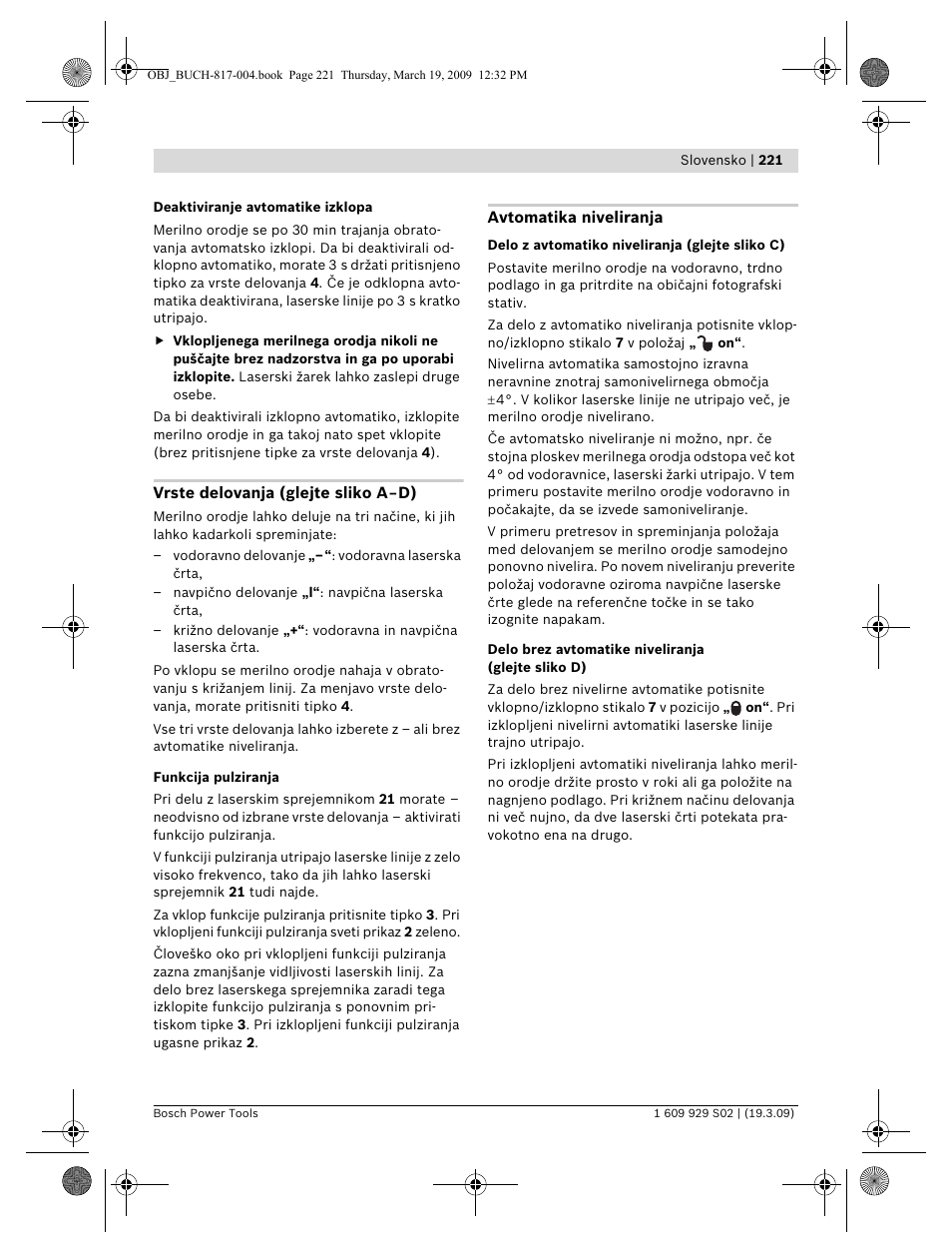 Bosch GLL 2-50 Professional User Manual | Page 221 / 333