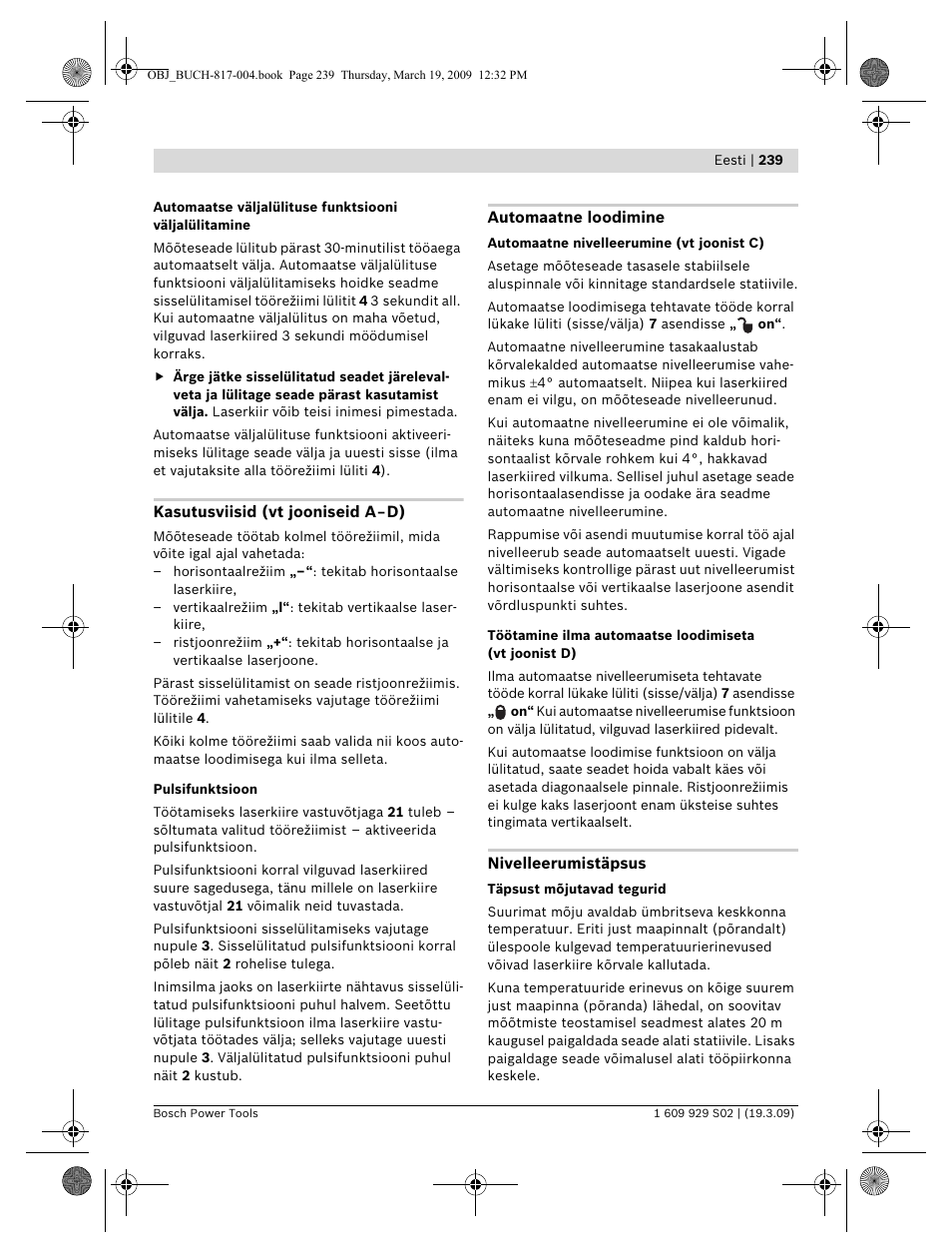 Bosch GLL 2-50 Professional User Manual | Page 239 / 333