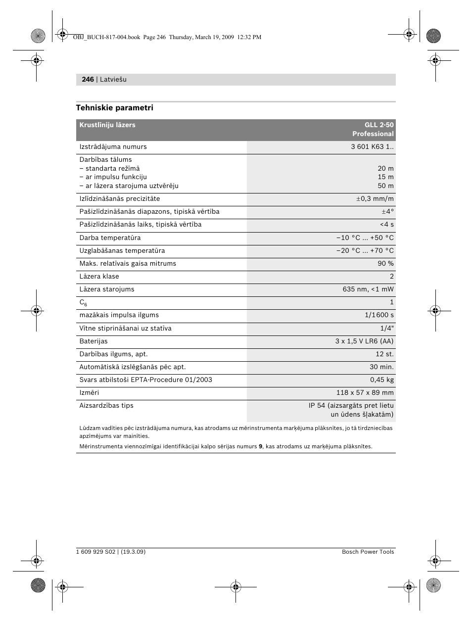 Bosch GLL 2-50 Professional User Manual | Page 246 / 333
