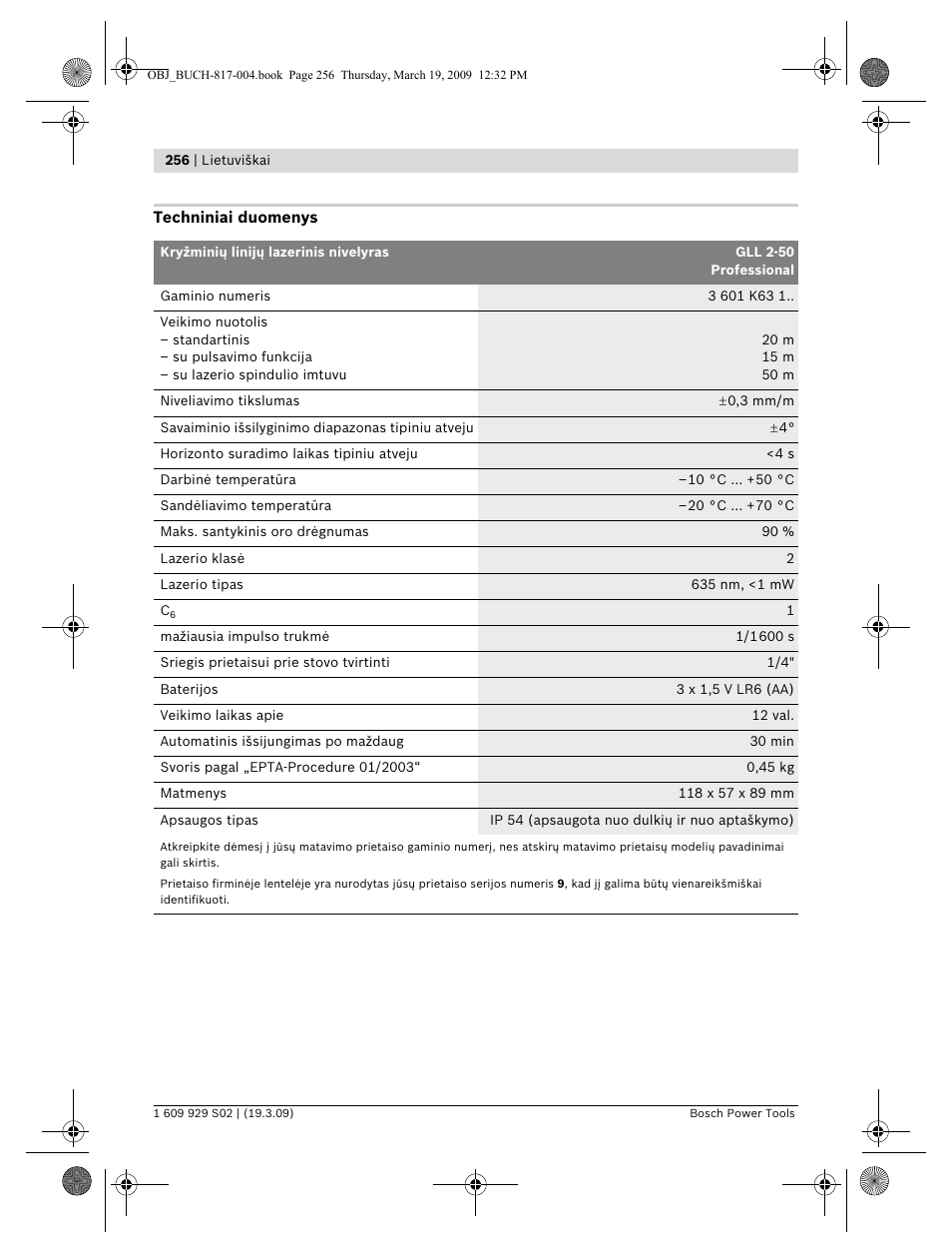 Bosch GLL 2-50 Professional User Manual | Page 256 / 333