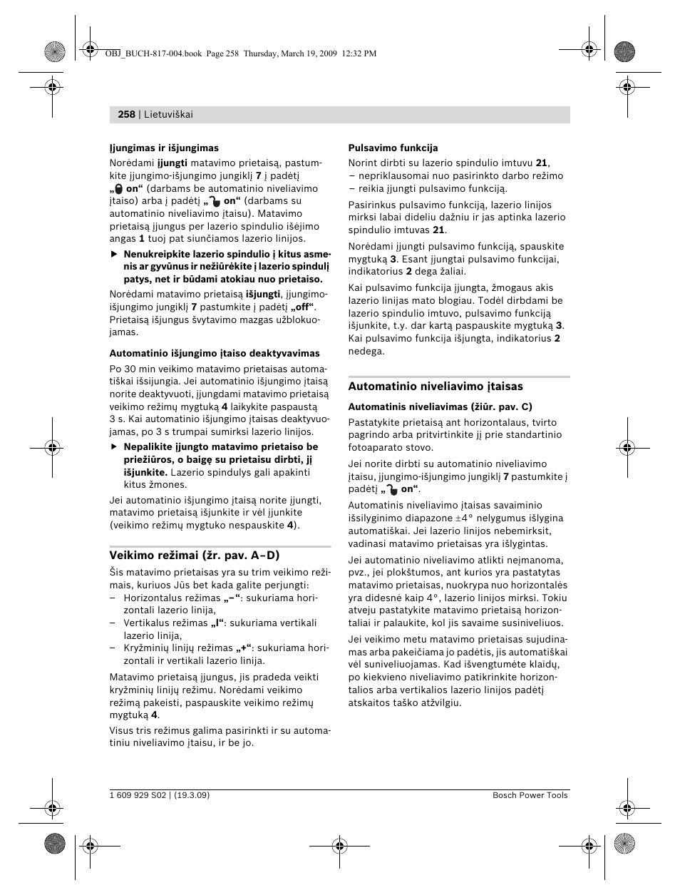 Bosch GLL 2-50 Professional User Manual | Page 258 / 333