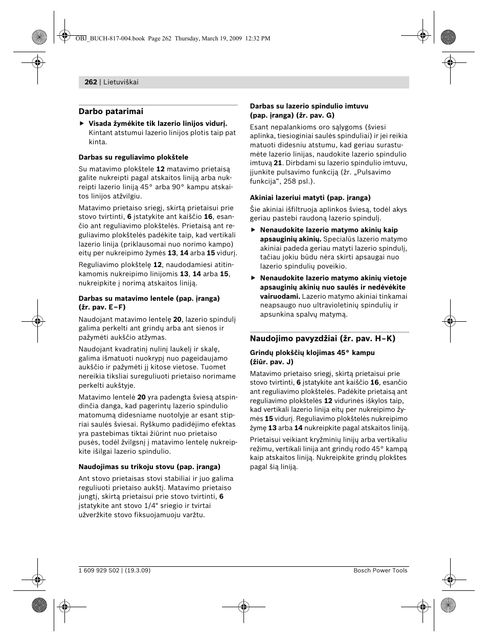 Bosch GLL 2-50 Professional User Manual | Page 262 / 333