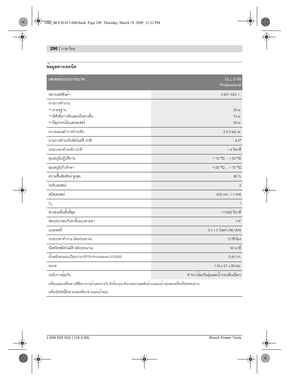 Bosch GLL 2-50 Professional User Manual | Page 290 / 333