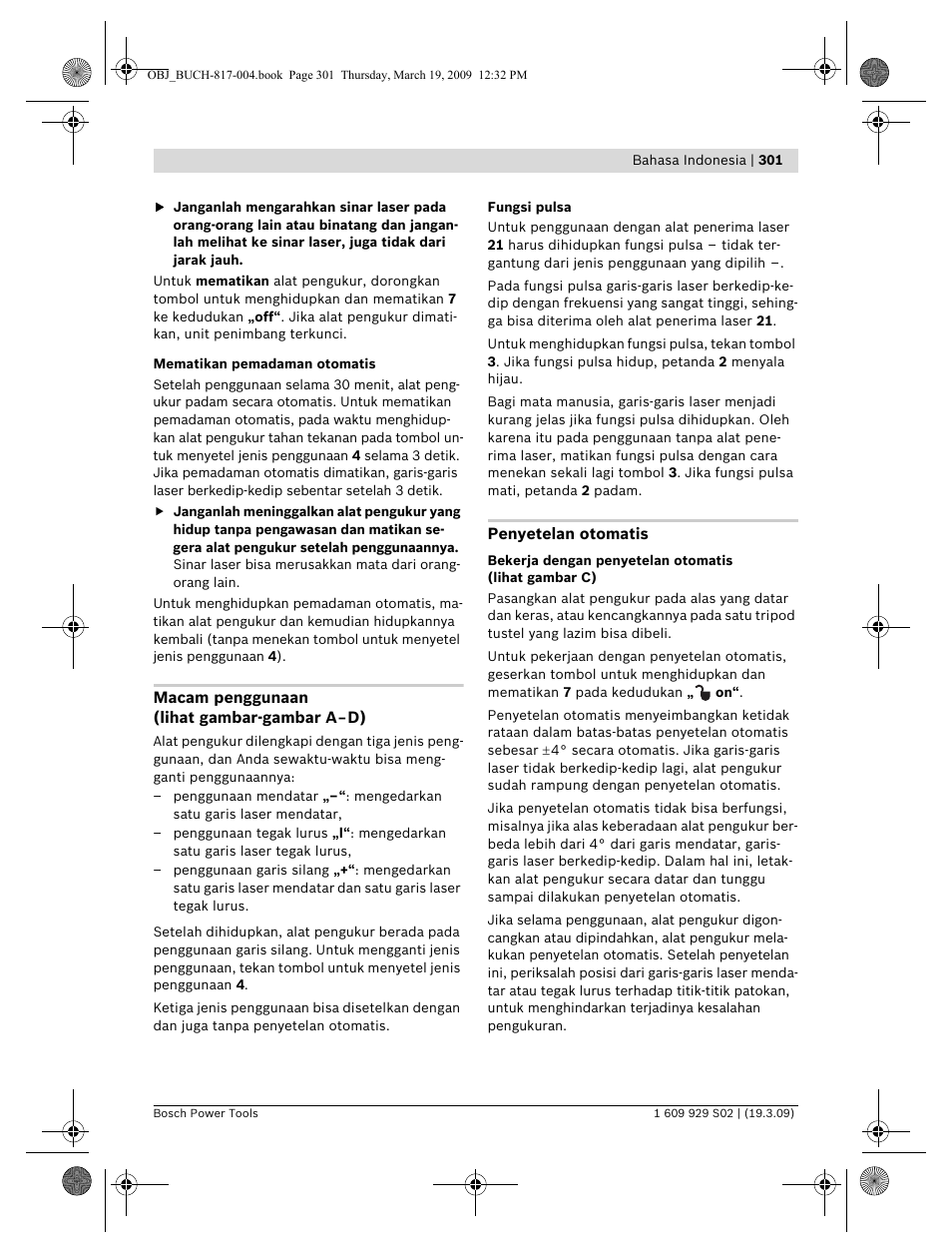 Bosch GLL 2-50 Professional User Manual | Page 301 / 333