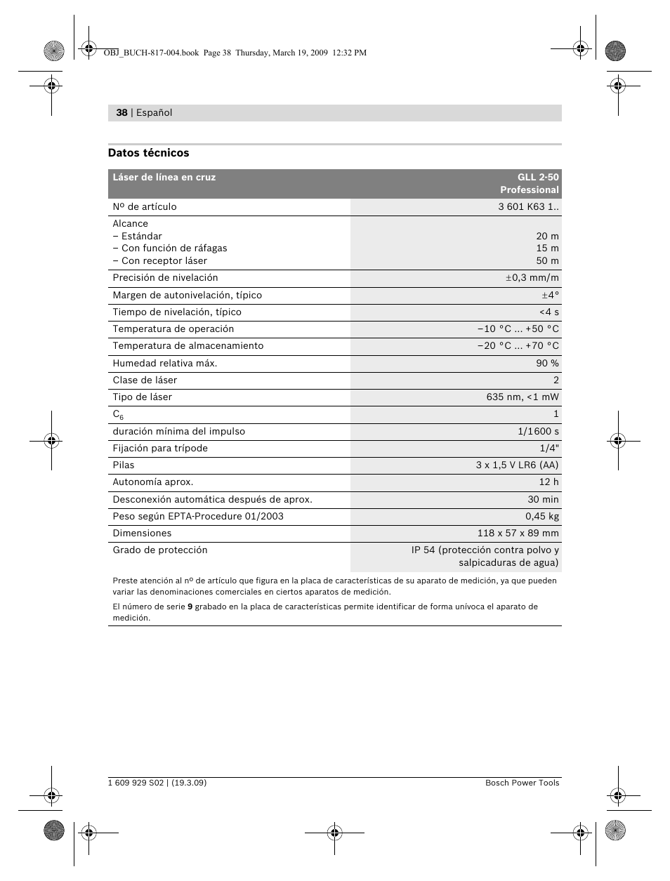 Bosch GLL 2-50 Professional User Manual | Page 38 / 333