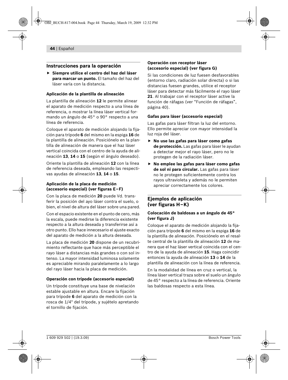 Bosch GLL 2-50 Professional User Manual | Page 44 / 333