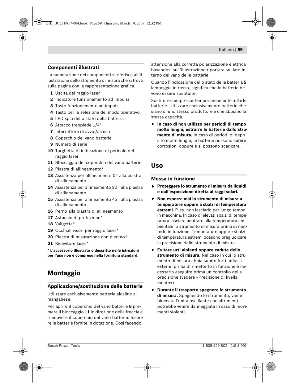 Montaggio | Bosch GLL 2-50 Professional User Manual | Page 59 / 333