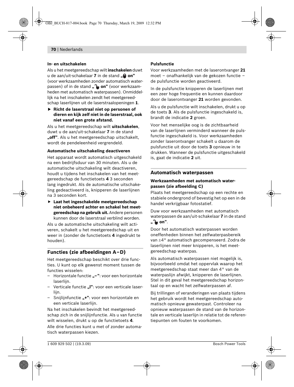 Bosch GLL 2-50 Professional User Manual | Page 70 / 333