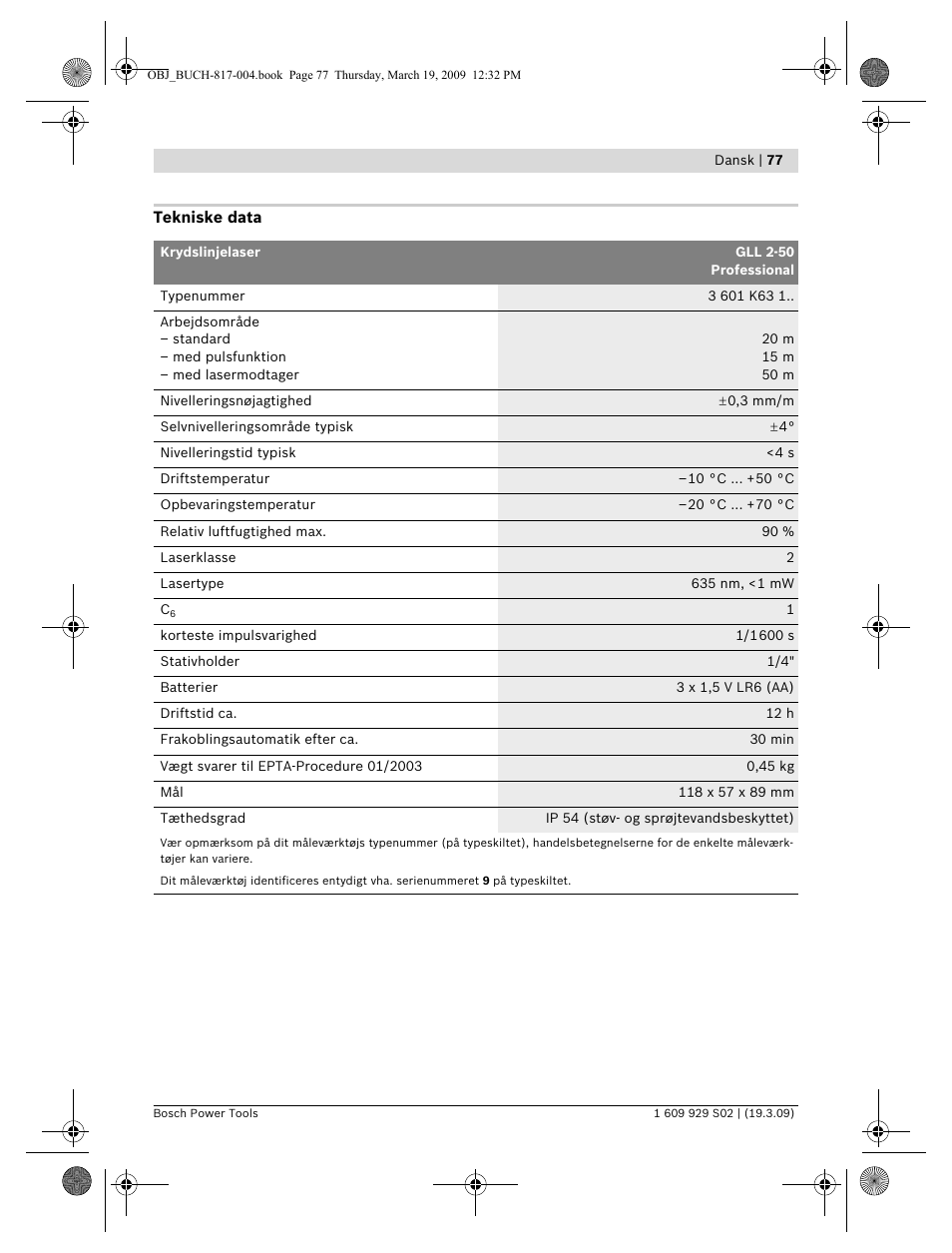 Bosch GLL 2-50 Professional User Manual | Page 77 / 333