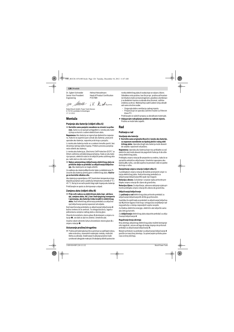 Montaža | Bosch GWB 10,8-LI Professional User Manual | Page 126 / 153