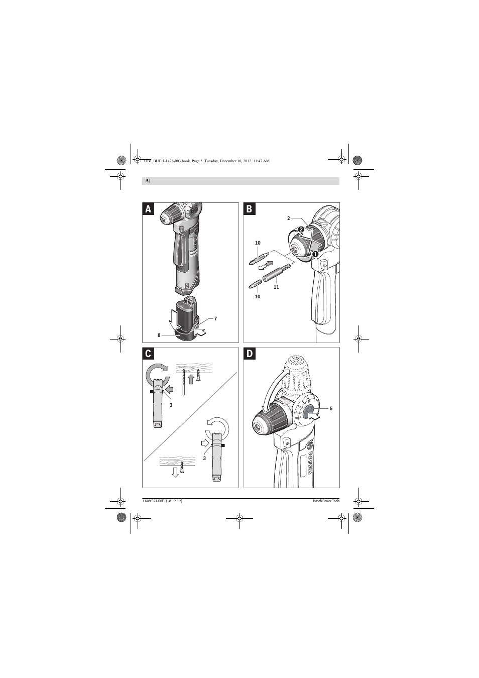 Dc b a | Bosch GWB 10,8-LI Professional User Manual | Page 5 / 153