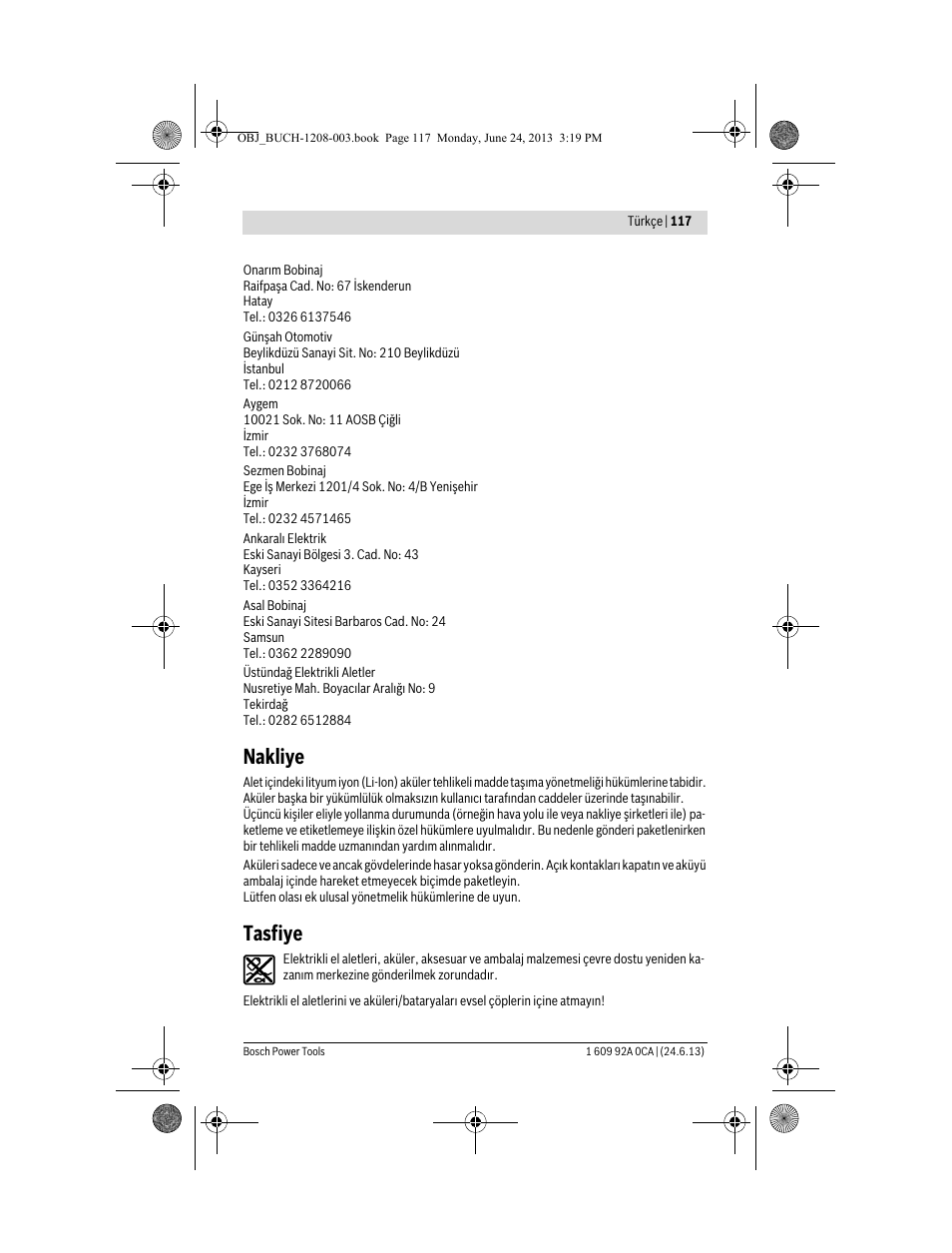 Nakliye, Tasfiye | Bosch GSR Mx2Drive  Professional User Manual | Page 117 / 280