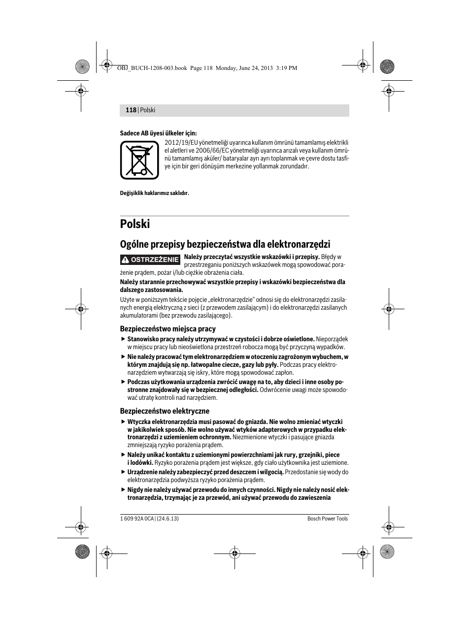 Polski, Ogólne przepisy bezpieczeństwa dla elektronarzędzi | Bosch GSR Mx2Drive  Professional User Manual | Page 118 / 280