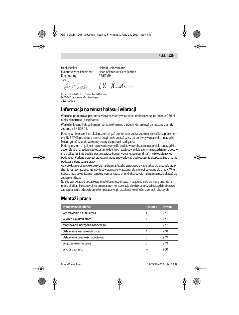 Informacja na temat hałasu i wibracji, Montaż i praca | Bosch GSR Mx2Drive  Professional User Manual | Page 125 / 280