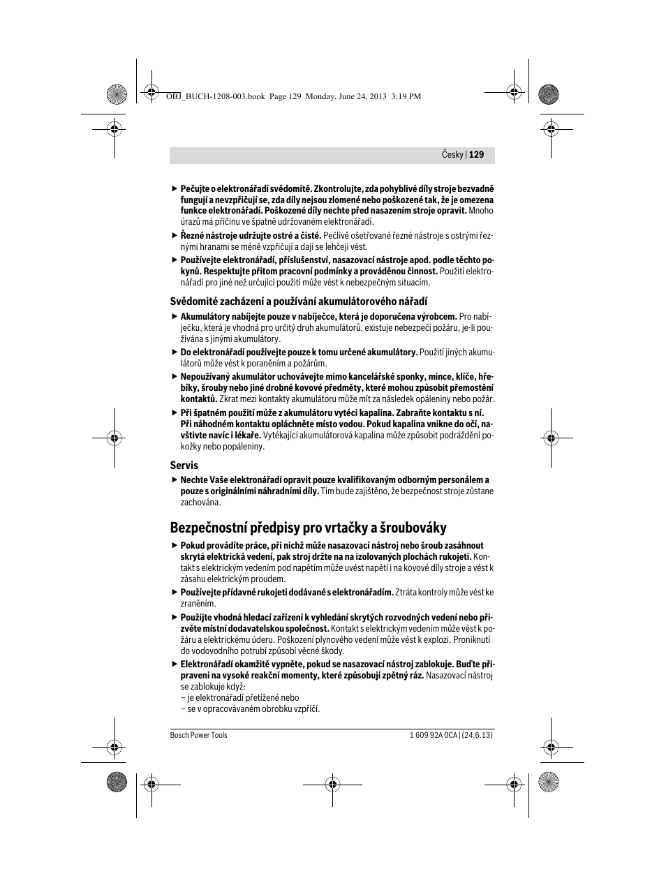 Bezpečnostní předpisy pro vrtačky a šroubováky | Bosch GSR Mx2Drive  Professional User Manual | Page 129 / 280