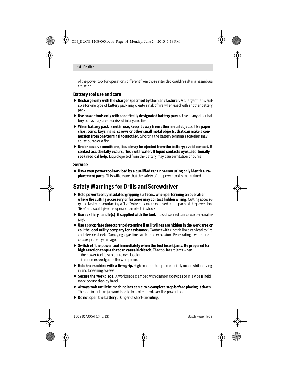 Safety warnings for drills and screwdriver | Bosch GSR Mx2Drive  Professional User Manual | Page 14 / 280