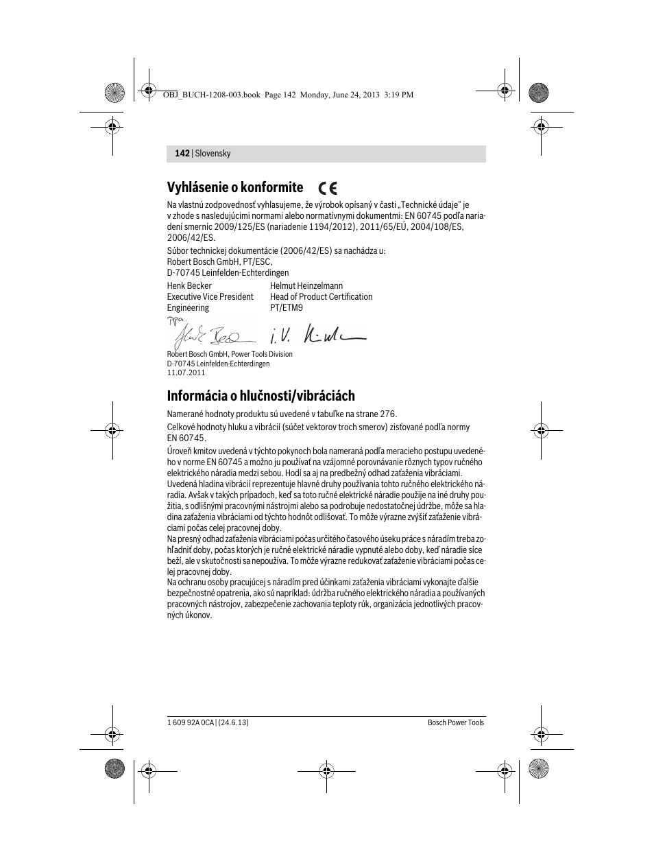Vyhlásenie o konformite, Informácia o hlučnosti/vibráciách | Bosch GSR Mx2Drive  Professional User Manual | Page 142 / 280