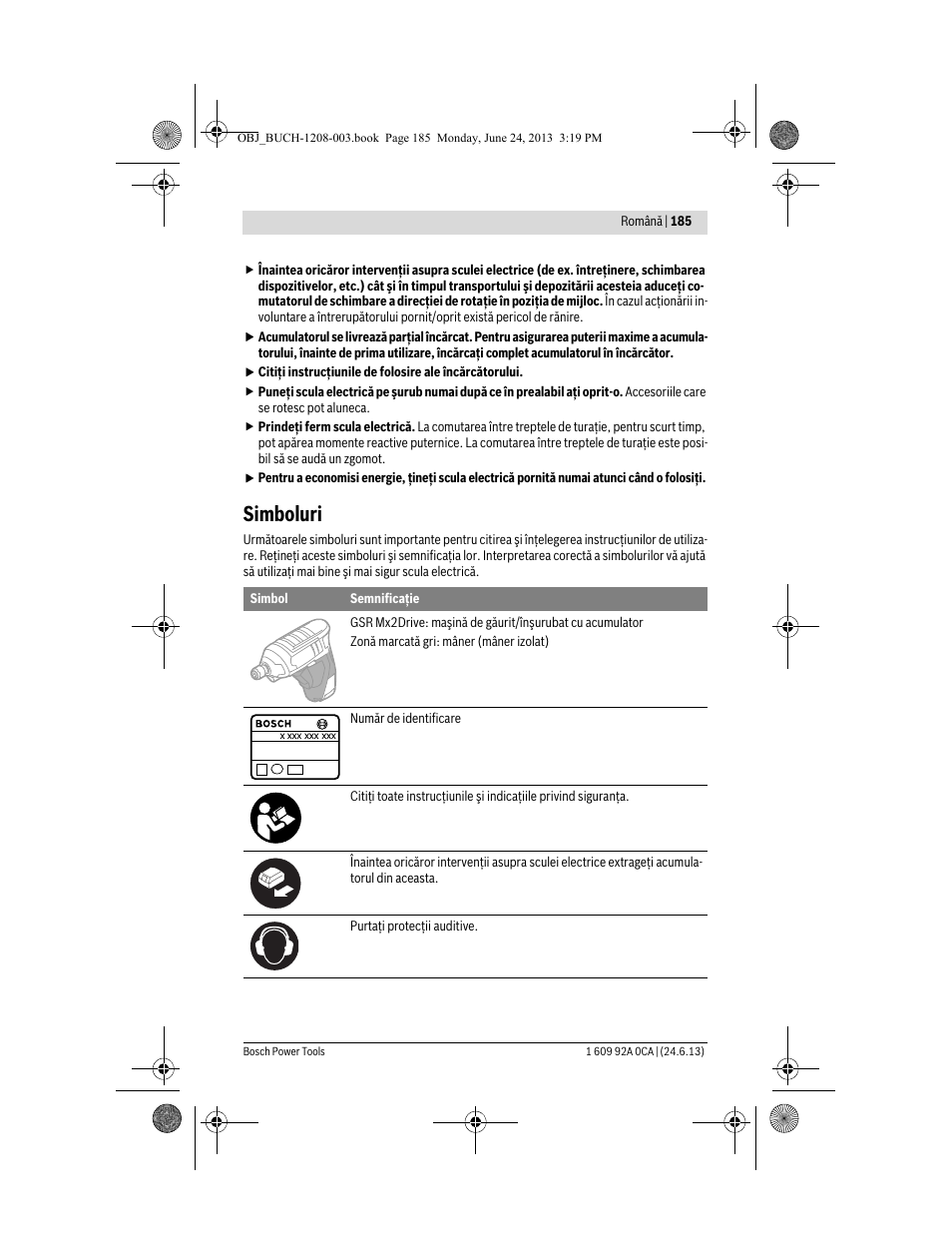 Simboluri | Bosch GSR Mx2Drive  Professional User Manual | Page 185 / 280