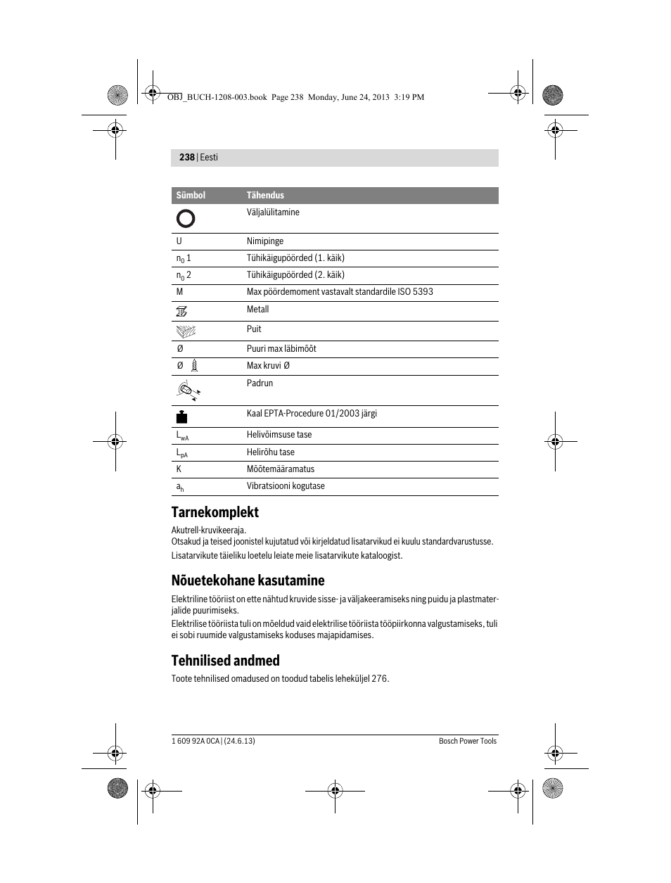 Tarnekomplekt, Nõuetekohane kasutamine, Tehnilised andmed | Bosch GSR Mx2Drive  Professional User Manual | Page 238 / 280