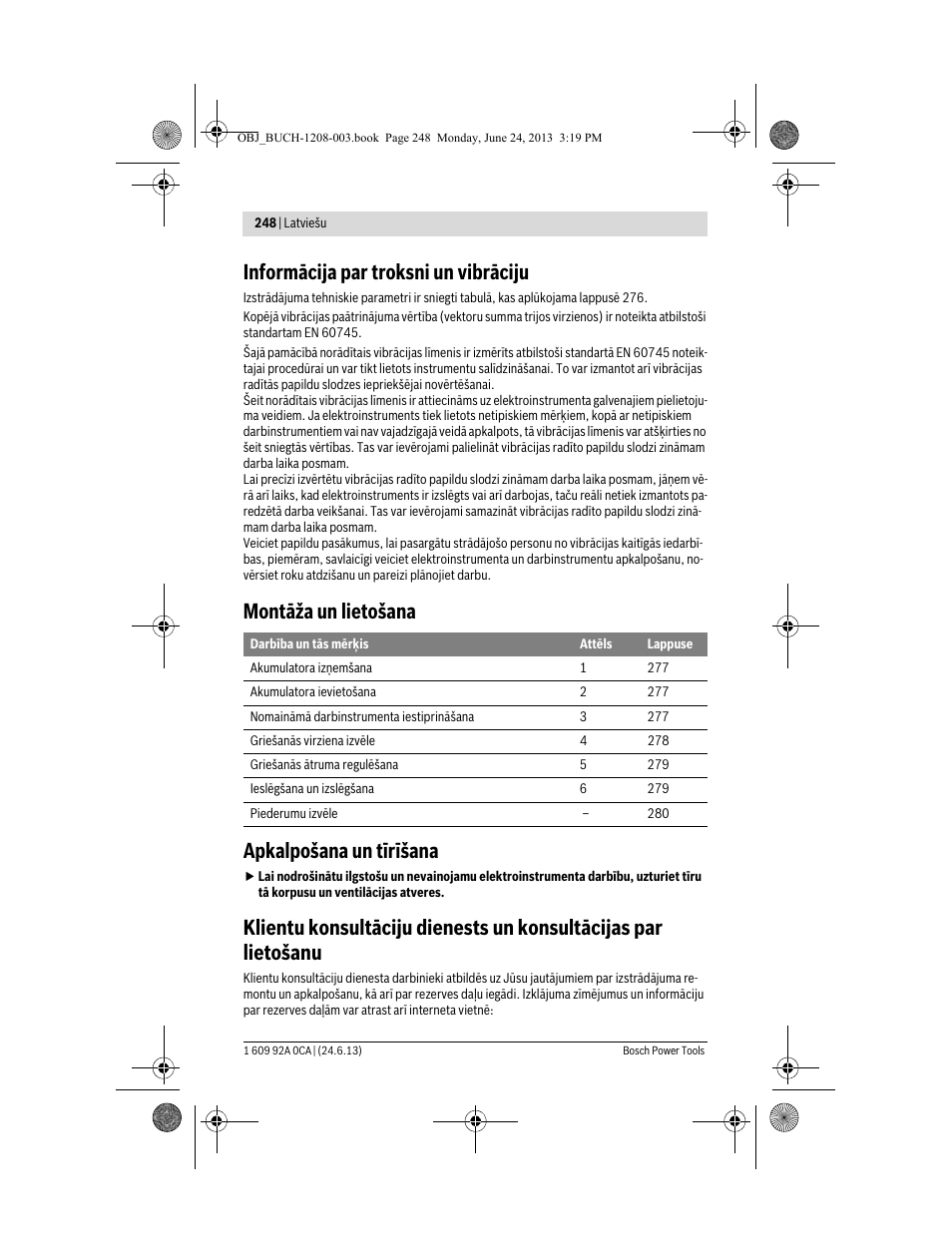 Informācija par troksni un vibrāciju, Montāža un lietošana apkalpošana un tīrīšana | Bosch GSR Mx2Drive  Professional User Manual | Page 248 / 280