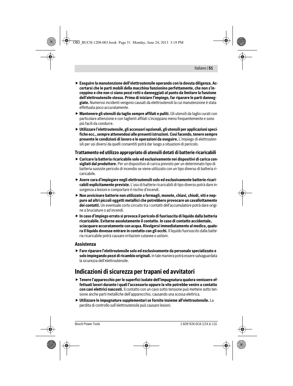 Indicazioni di sicurezza per trapani ed avvitatori | Bosch GSR Mx2Drive  Professional User Manual | Page 51 / 280