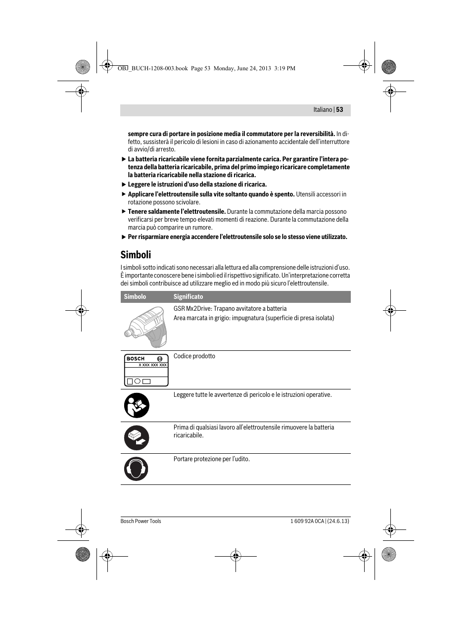 Simboli | Bosch GSR Mx2Drive  Professional User Manual | Page 53 / 280