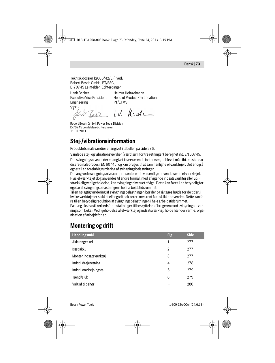 Støj-/vibrationsinformation, Montering og drift | Bosch GSR Mx2Drive  Professional User Manual | Page 73 / 280