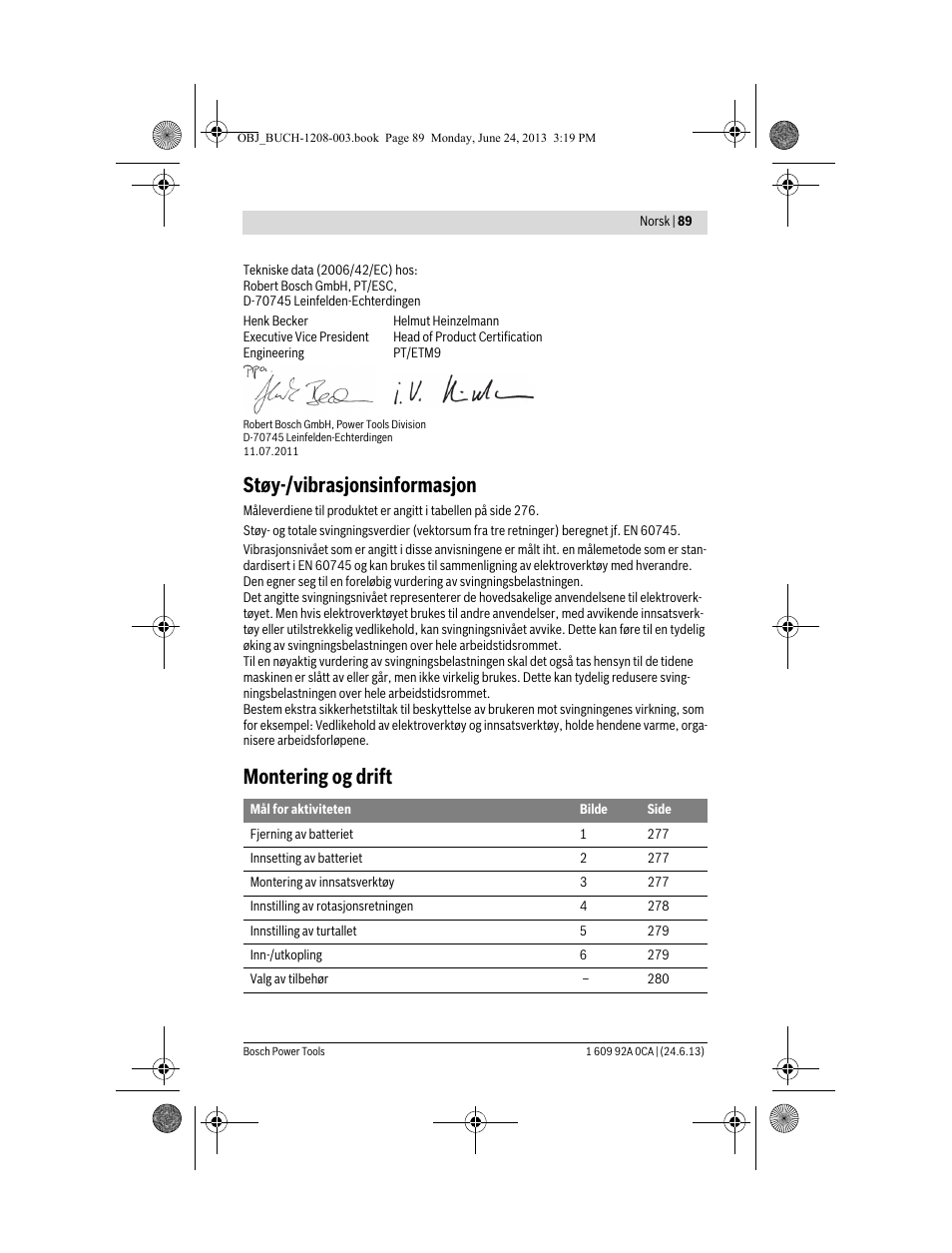 Støy-/vibrasjonsinformasjon, Montering og drift | Bosch GSR Mx2Drive  Professional User Manual | Page 89 / 280