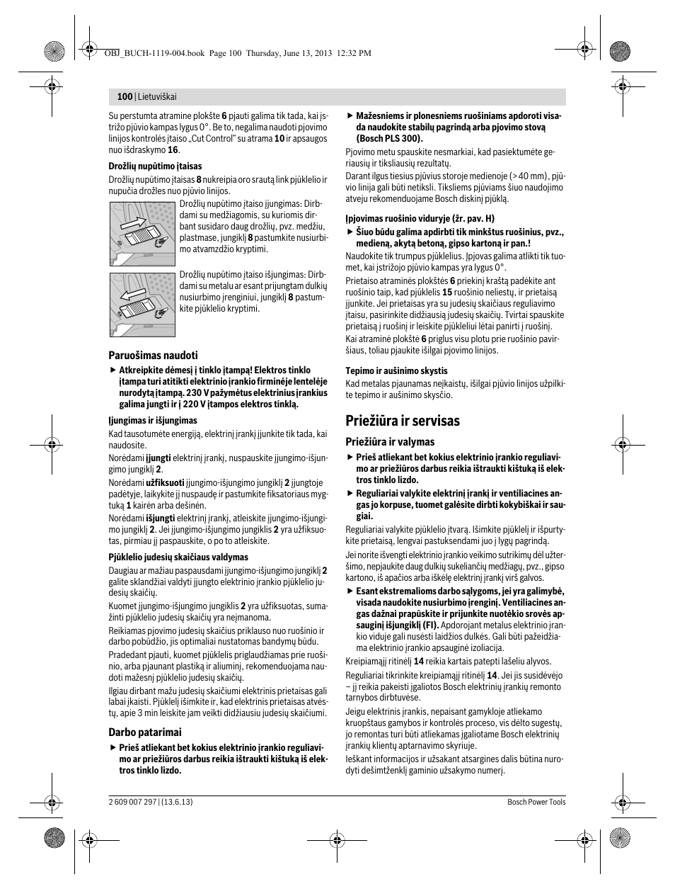 Priežiūra ir servisas | Bosch PST 750 PE User Manual | Page 100 / 103