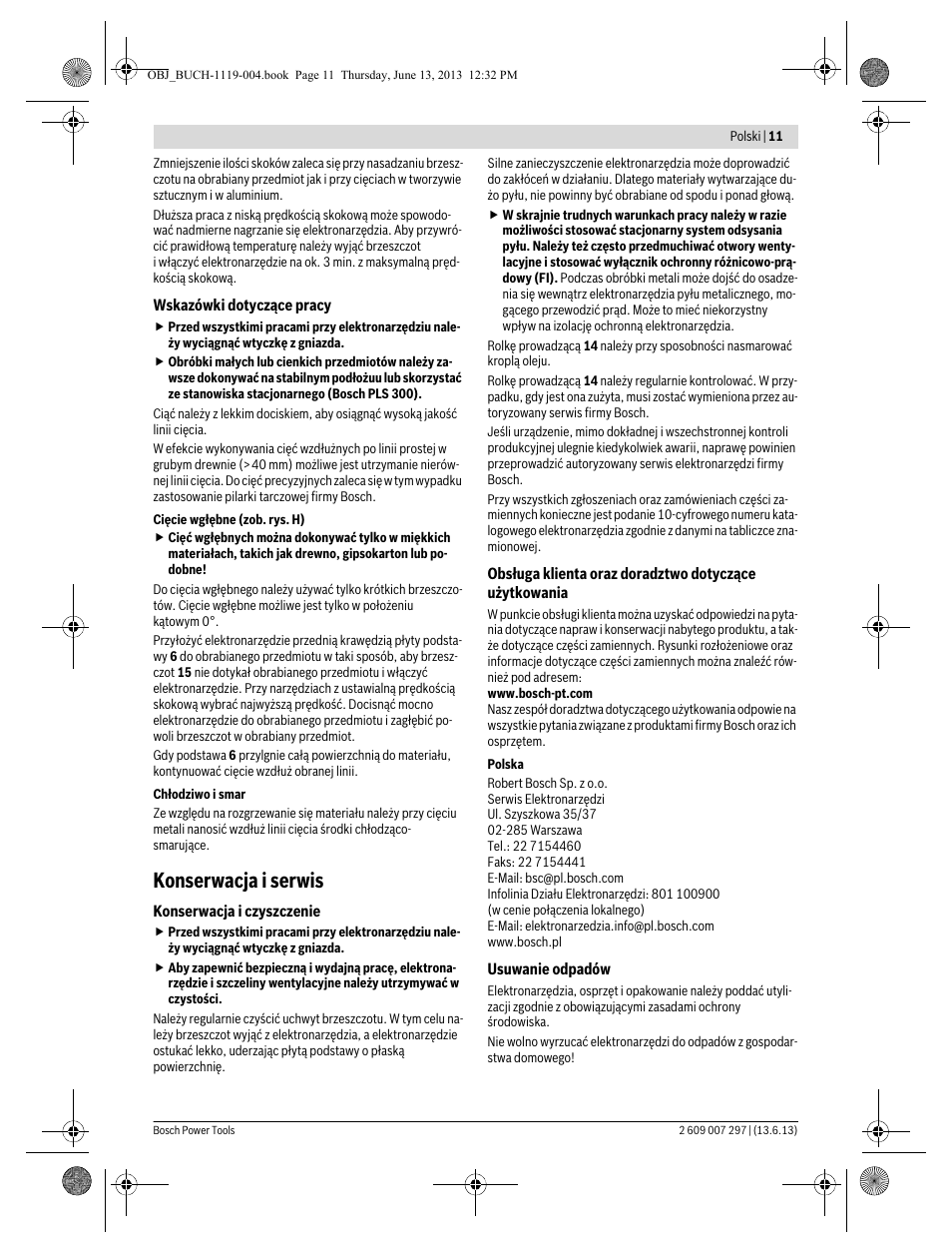 Konserwacja i serwis | Bosch PST 750 PE User Manual | Page 11 / 103