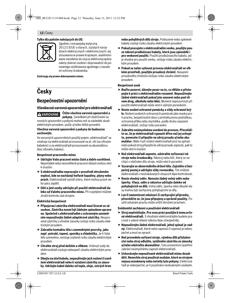 Česky, Bezpečnostní upozornění | Bosch PST 750 PE User Manual | Page 12 / 103