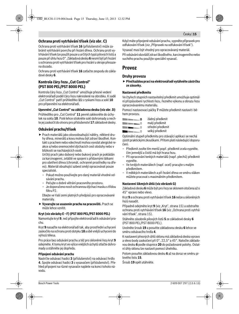 Provoz | Bosch PST 750 PE User Manual | Page 15 / 103