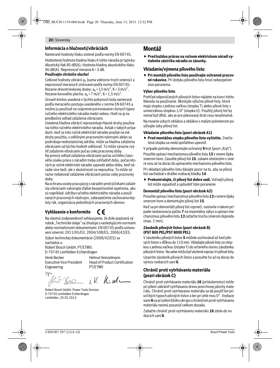 Montáž | Bosch PST 750 PE User Manual | Page 20 / 103