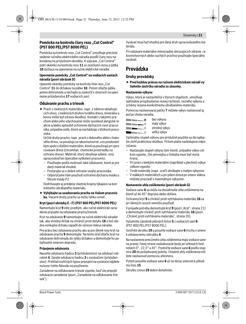 Prevádzka | Bosch PST 750 PE User Manual | Page 21 / 103