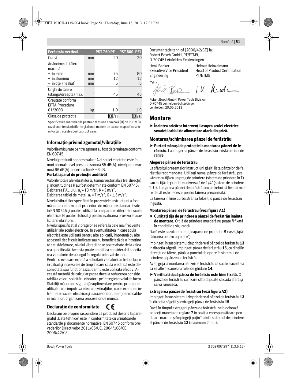 Montare | Bosch PST 750 PE User Manual | Page 51 / 103