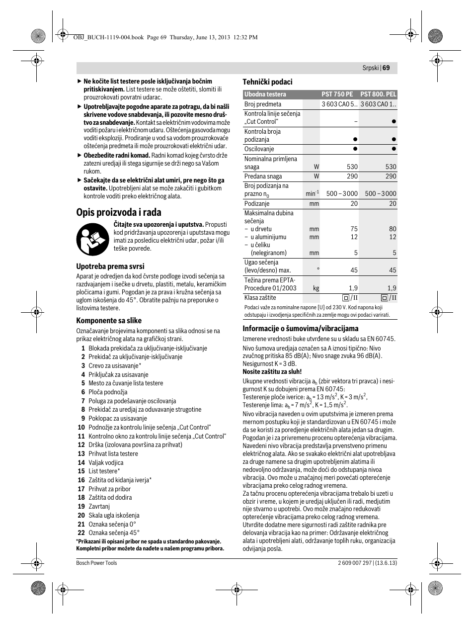 Opis proizvoda i rada | Bosch PST 750 PE User Manual | Page 69 / 103