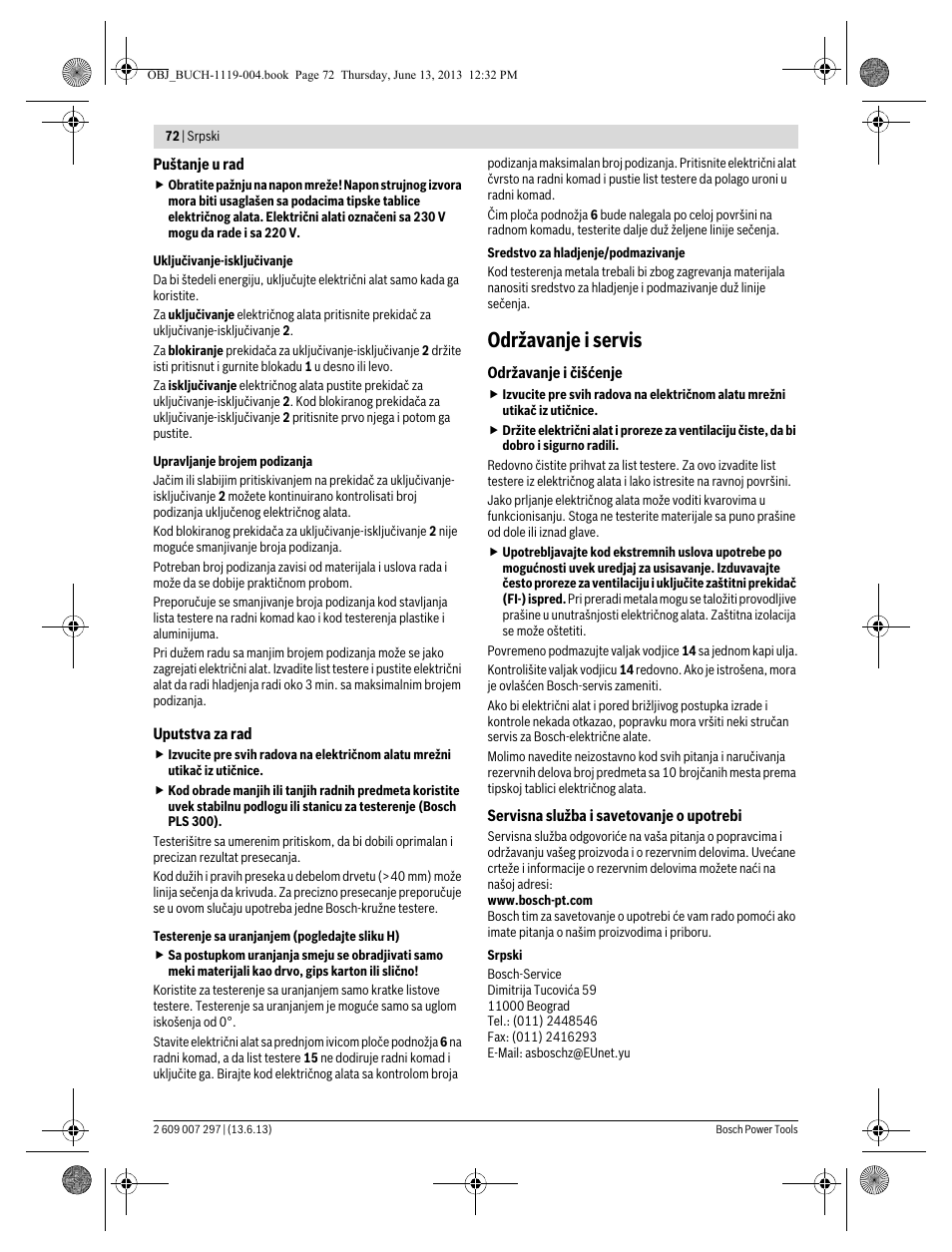 Održavanje i servis | Bosch PST 750 PE User Manual | Page 72 / 103